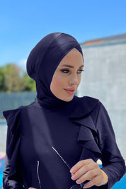 Cross Front navy blue Full Hijab