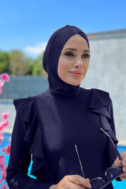 Cross Front navy blue Full Hijab