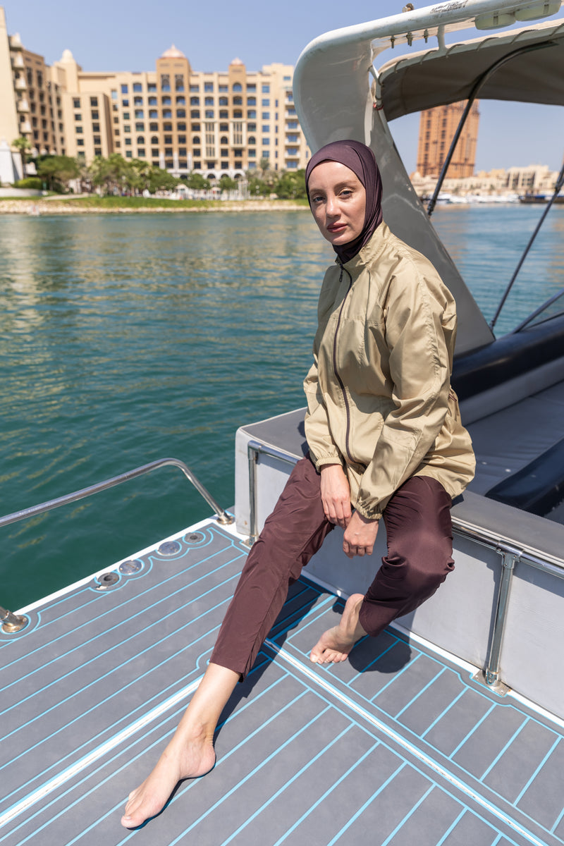 Zyra modest swim set in green - front view