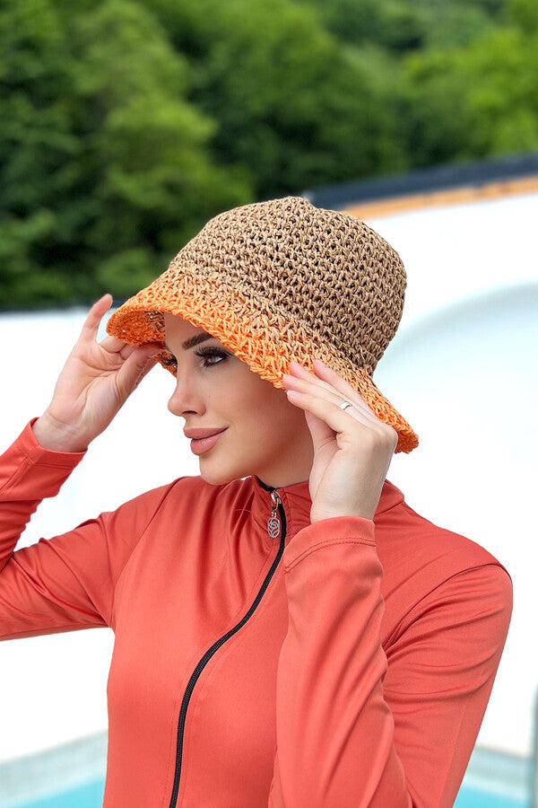 Orange knitted hat